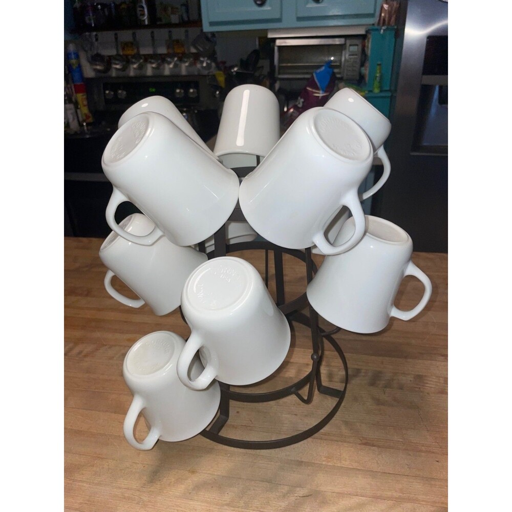 Set of 11 Corning Corelle Winter Frost White 8oz Coffee Cups Mugs D Handle USA